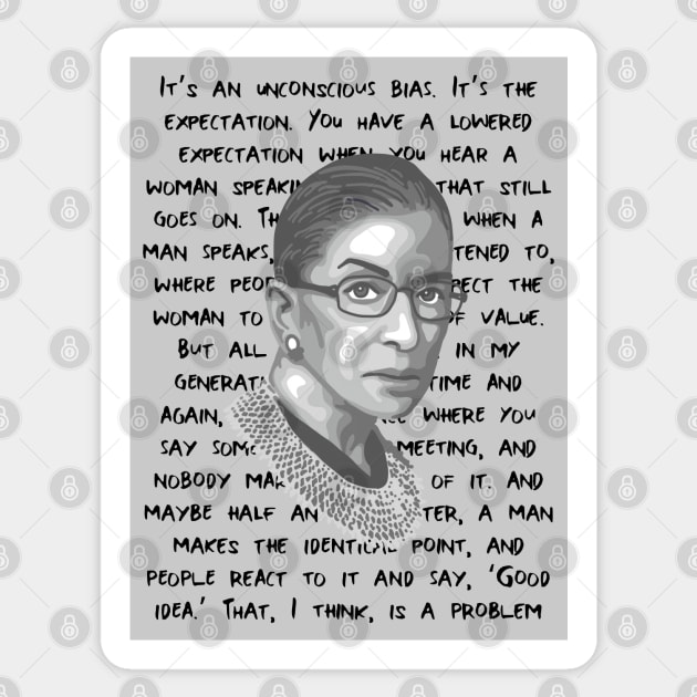 Ruth Bader Ginsburg Portrait and Quote Sticker by Slightly Unhinged